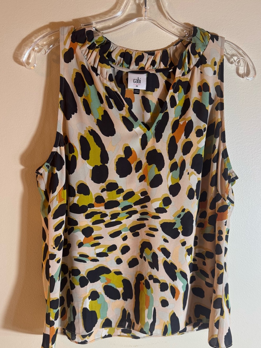Cabi Multicolor Leopard Print V-Neck Sleeveless Top